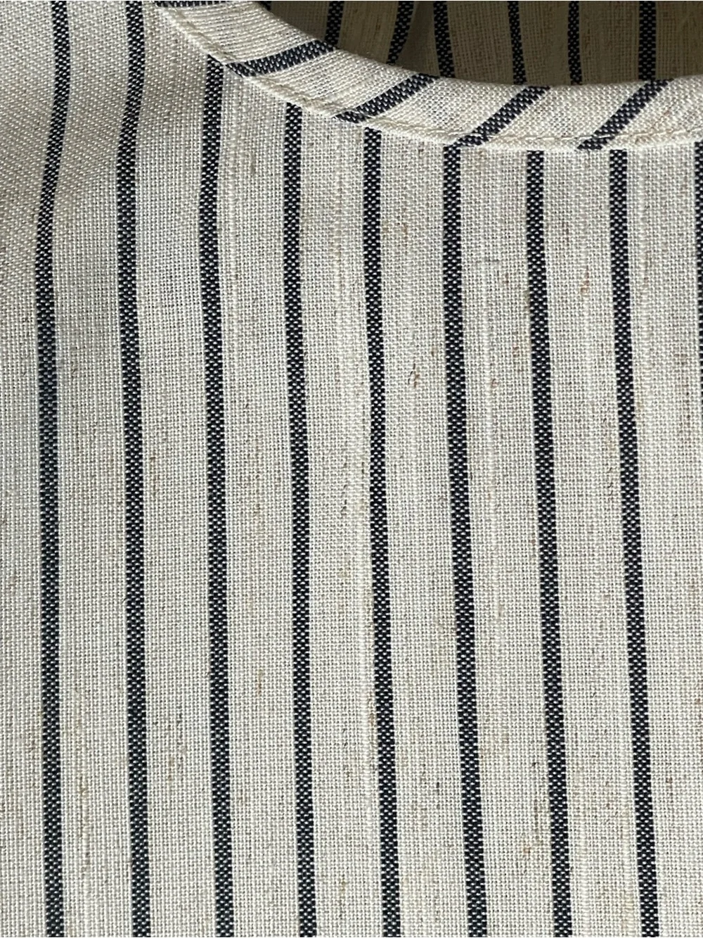 Tuckernuck Stripe Edie Puff Sleeve Top in Blue Linen New Cropped Size Small